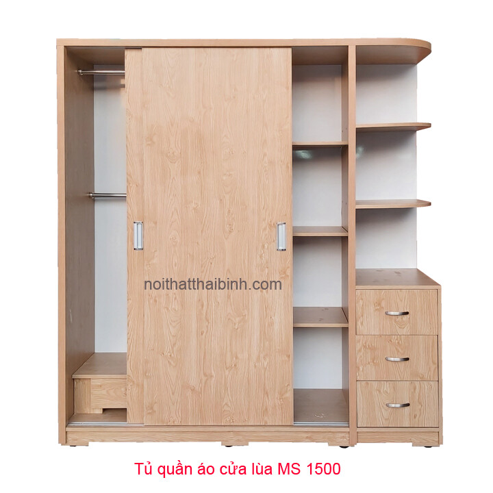 Mẫu tủ áo gỗ MDF phiên bản 4 cánh cửa lùa AmiA TQA256