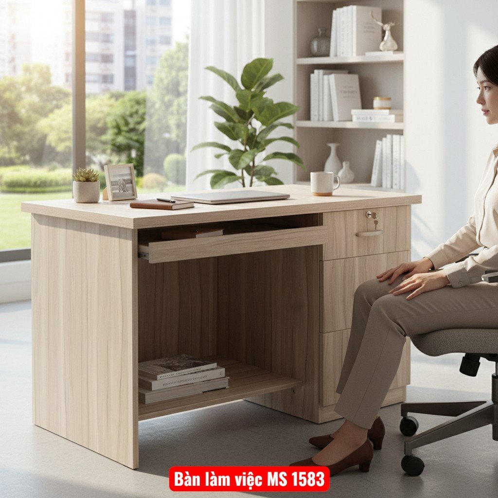 Bàn làm việc MS 1583 1 Bàn làm việc hộc vi tính