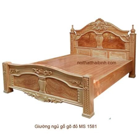Giường gỗ gõ đỏ tự nhiên