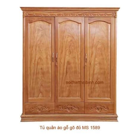 Tủ quần áo gỗ gõ đỏ tự nhiên