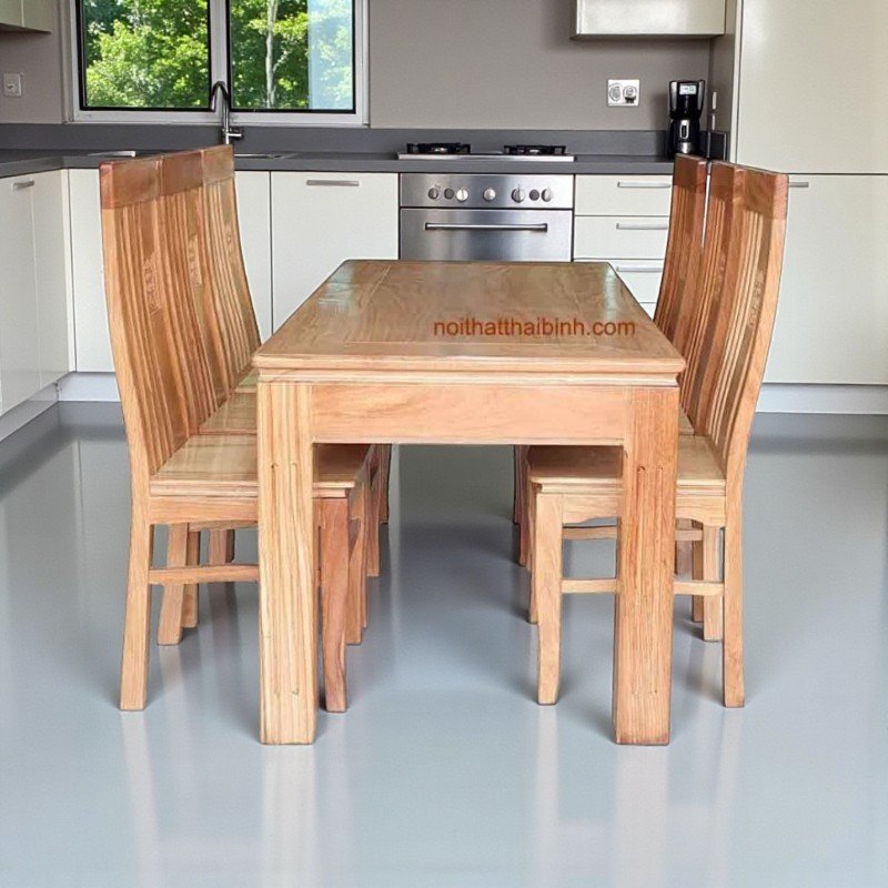 Bộ bàn ăn gỗ gõ 6 ghế