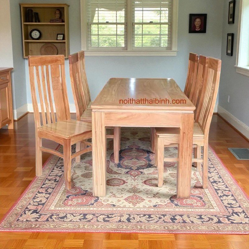 Bàn ăn 6 ghế gỗ tự nhiên