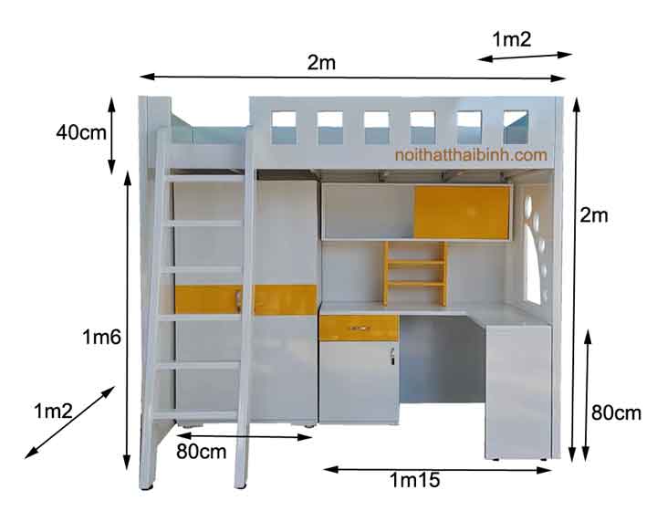 Kích thước giường tầng và bàn học