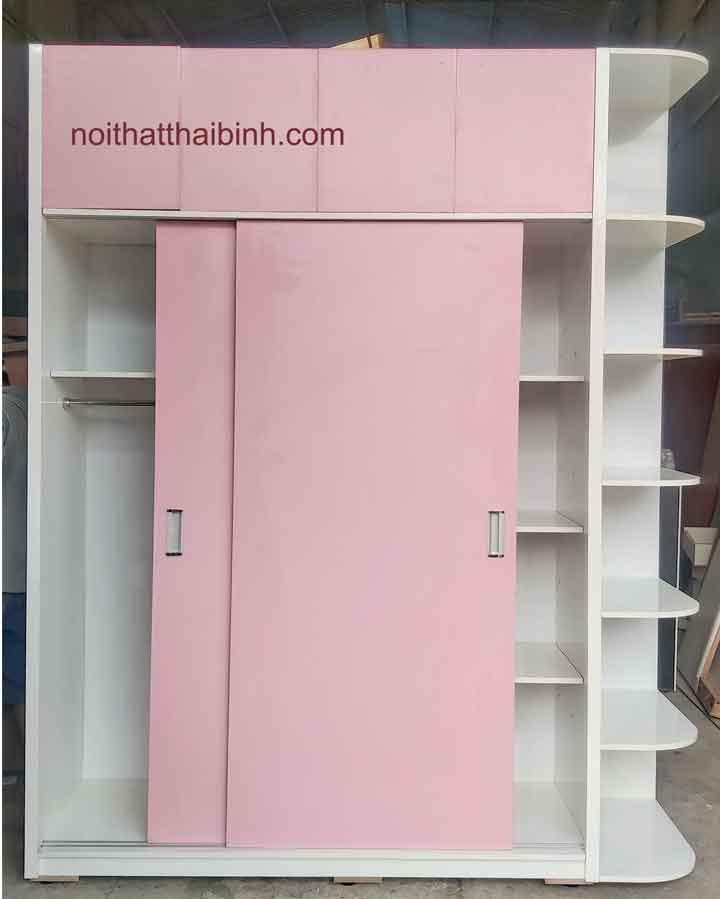 Tủ quần áo cửa lùa màu hồng