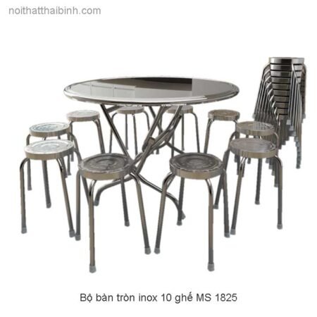 Bộ bàn ghế inox tròn