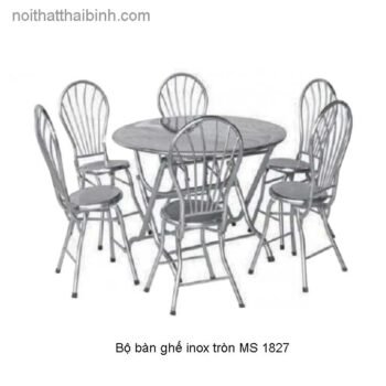 Bàn ghế inox tròn 6 ghế dựa
