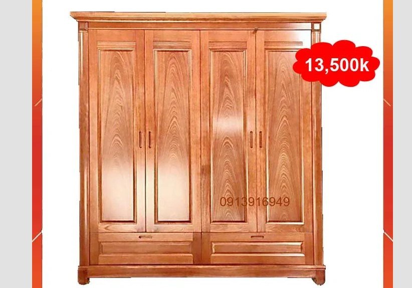 Tủ quần áo gỗ vân xoan đào tự nhiên