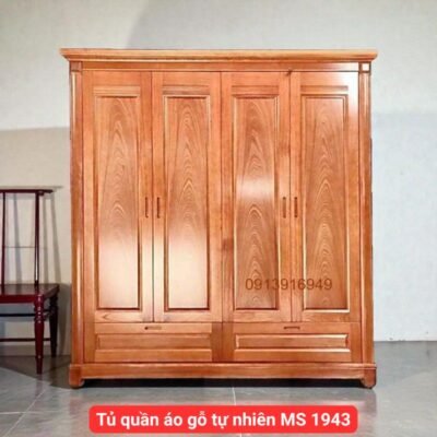 Tủ quần áo gỗ vân xoan đào tự nhiên
