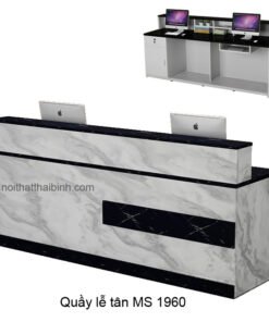 Quầy lễ tân hiện đại cao cấp dát vàng MS 9570 Giá 2m0 x 2m0 = 28.000.000 46 Quầy lễ tân hiện đại vân đá