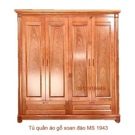 Tủ quần áo gỗ xoan đào tự nhiên