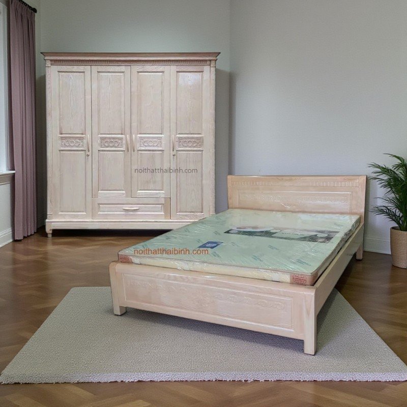 Bộ phòng ngủ gỗ sồi tự nhiên đẹp MS 2025 9 Bộ phòng ngủ gỗ sồi