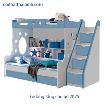 Giường tầng màu xanh cho bé trai