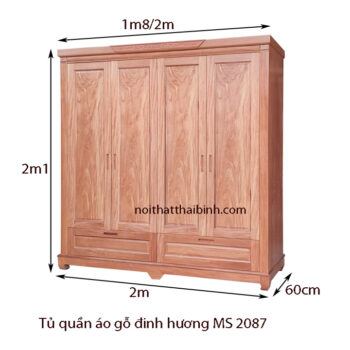Tủ áo gỗ tự nhiên vân đinh hương MS 2087 Tủ áo gỗ đinh hương