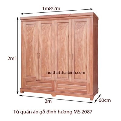 Tủ áo gỗ tự nhiên vân đinh hương MS 2087 Tủ áo gỗ đinh hương