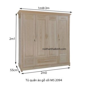 Tủ quần áo gỗ sồi 4 cánh 2094 Tủ quần áo gỗ sồi 4 cánh 2094