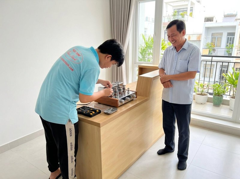 Quầy lễ tân khách sạn MS 2130 Mẫu quầy lễ tân khách sạn đẹp nhìn tổng thể trong sảnh