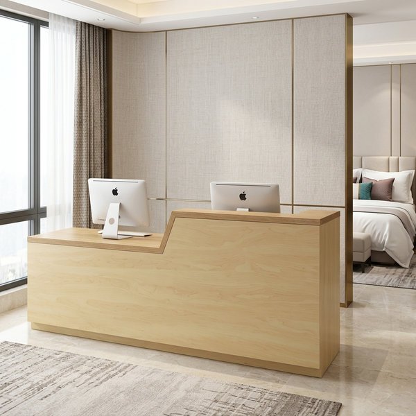 Quầy lễ tân khách sạn MS 2130 Quầy lễ tân khách sạn giá rẻ nhìn chính diện mặt tiền liền khối