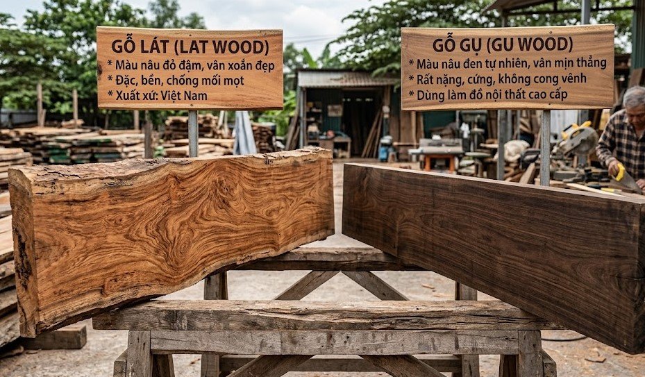 So sánh gỗ lát & gỗ gụ