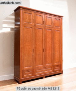 Tủ quần áo sát trần gỗ xoan đào tự nhiên
