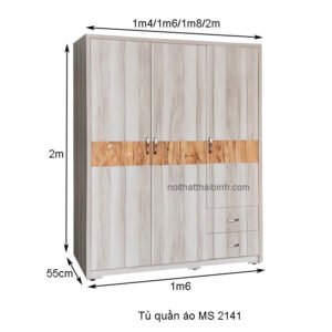 Tủ quần áo melamine đẹp MS 2141 Tủ quần áo melamine đẹp