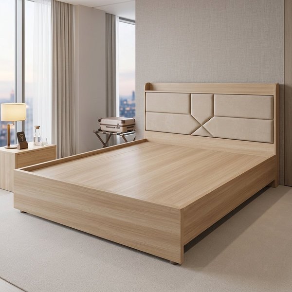 Giường ngủ cao cấp MS 2146 Vạt giường nan gỗ thoáng khí của giường ngủ melamine chống trầy