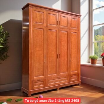 Tủ áo gỗ xoan đào 2 tầng