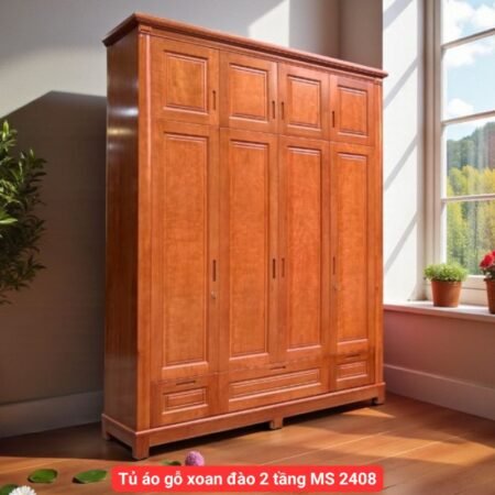 Tủ áo gỗ xoan đào 2 tầng