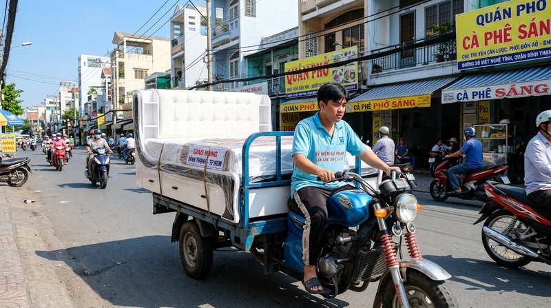 Góc nghiêng giường ngủ cao cấp hiện đại màu trắng phom vuông