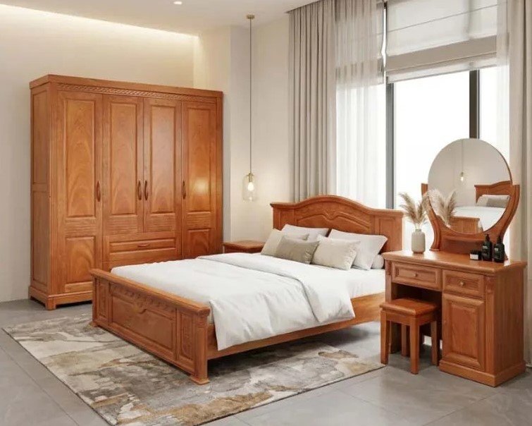 Đầu giường bọc da êm ái của giường ngủ cao cấp 2184