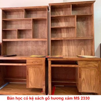 Bàn học gỗ tự nhiên có kệ sách