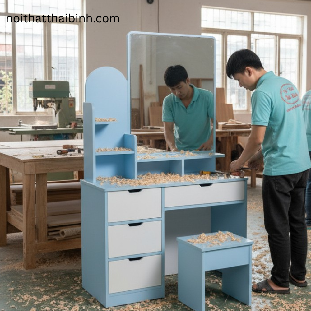 Mẫu bàn phấn trang điểm hiện đại thiết kế nhiều ngăn