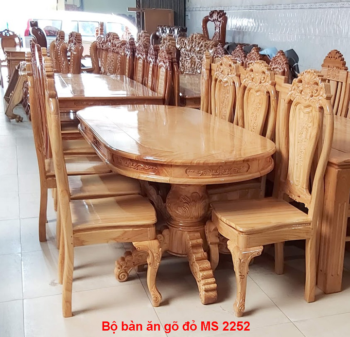 Bộ bàn ăn gỗ gõ đỏ MS 2252