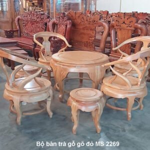 Bộ bàn trà gỗ gõ đỏ MS 2269