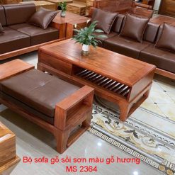 Bộ sofa gỗ sồi sơn màu gỗ hương