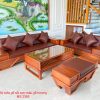 Bộ sofa gỗ sồi sơn màu gỗ hương