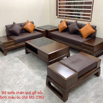 Bộ sofa gỗ sồi sơn màu óc chó