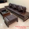 Bộ sofa gỗ sồi sơn màu gỗ óc chó 3 món