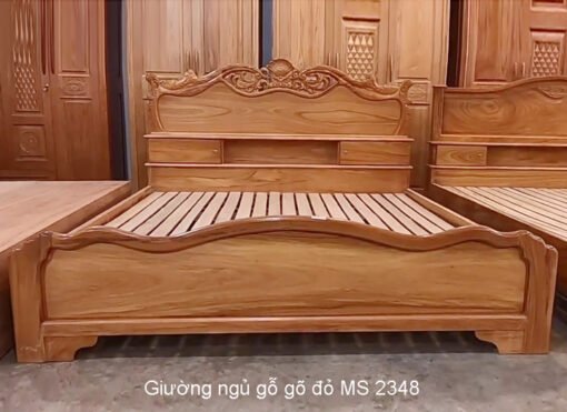 Giường ngủ gỗ gõ đỏ tự nhiên