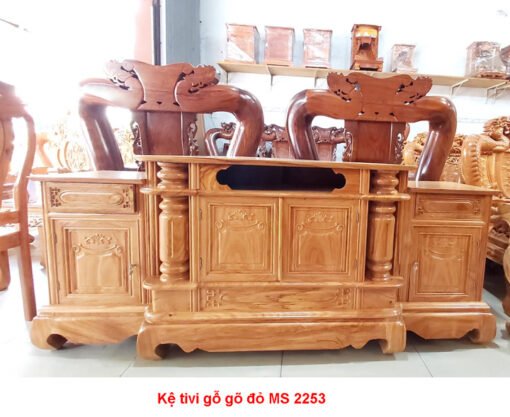 Kệ tivi gỗ gõ đỏ MS 2253