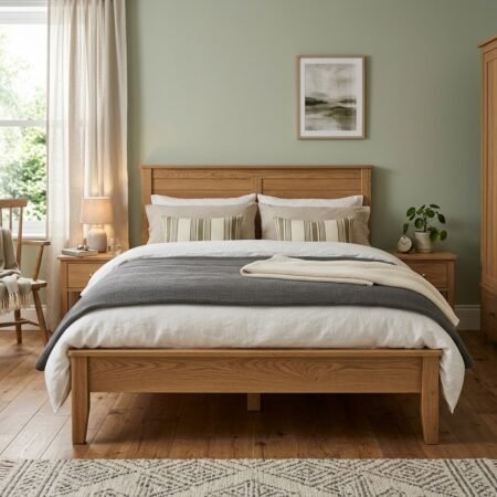 Giường ngủ gỗ công nghiệp đẹp giá rẻ vân sồi 1m8