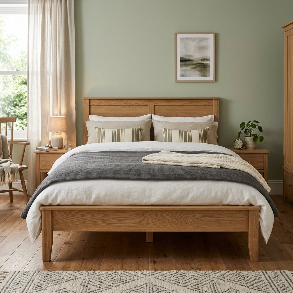 Giường ngủ gỗ công nghiệp đẹp giá rẻ vân sồi 1m8