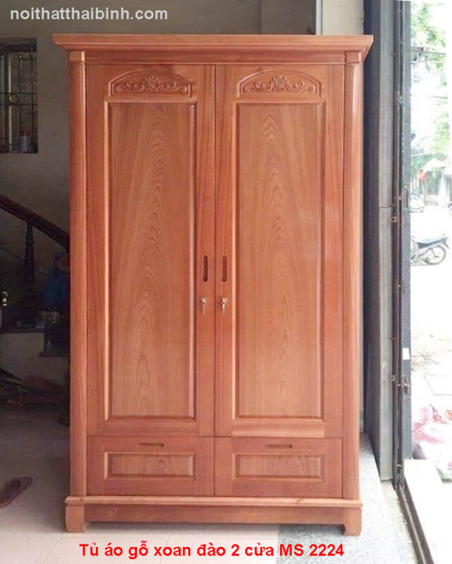 Tủ áo gỗ xoan đào 2 cánh MS 2224