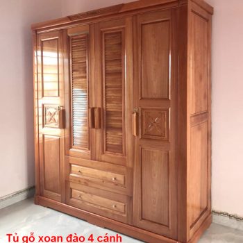 Tủ gỗ xoan đào 4 cánh