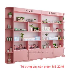 Tủ trưng bày sản phẩm màu hồng