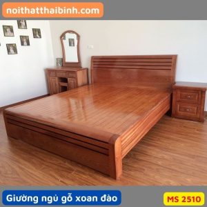 Giường ngủ gỗ xoan đào chân cuốn