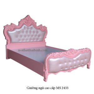 Giường ngủ cao cấp màu hồng