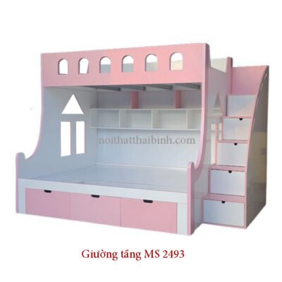 Giường tầng màu hồng đẹp