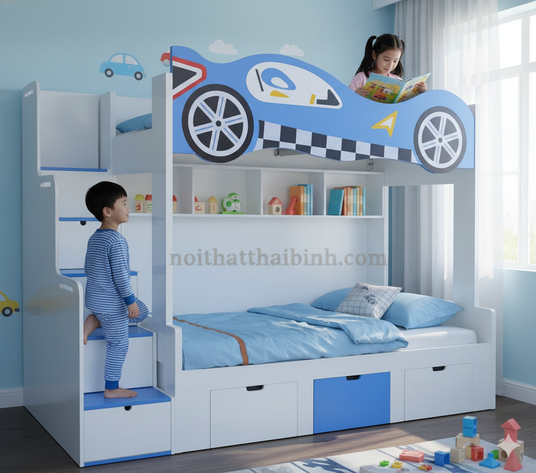 Giường tầng đẹp hình xe ô tô MS 2539 13 Giường ngủ trẻ em TPHCM