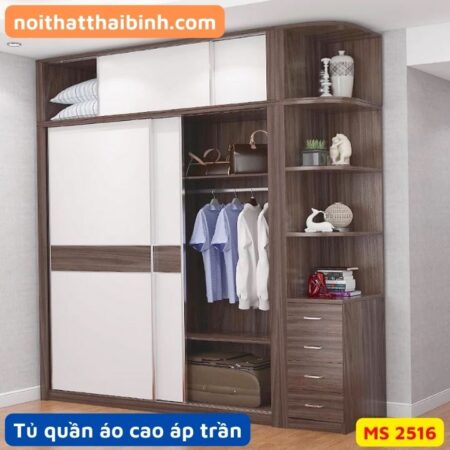 Tủ quần áo 2 cánh lùa cao áp trần