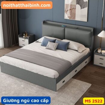 Giường ngủ cao cấp đầu giường bọc nệm